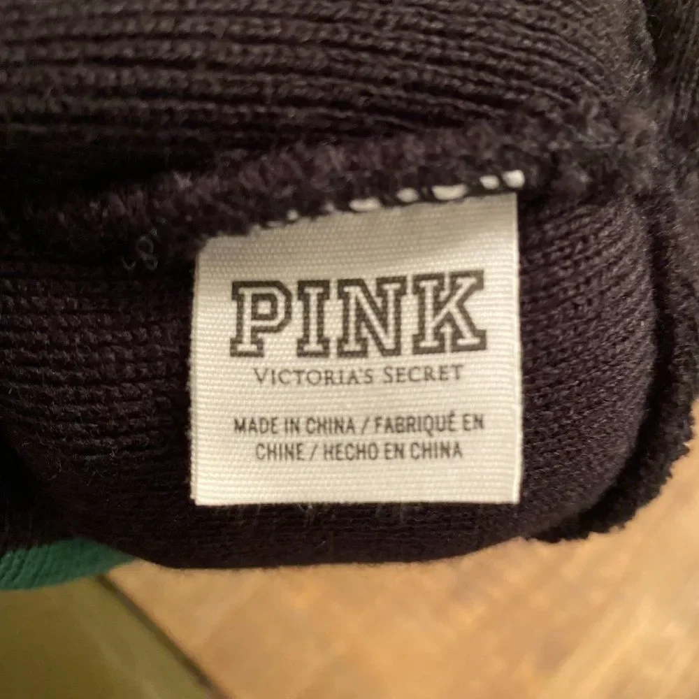 PINK Victoria's Secret Pom Pom Cuffed Beanie Hat One Size OS Acrylic